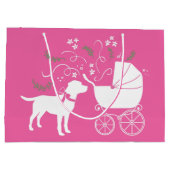 Labrador Dog Baby shower Pink Girl Lab Groot Cadeauzakje (Achterkant)