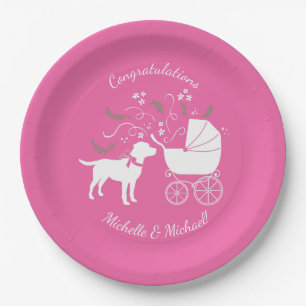 Labrador Dog Baby shower Pink Girl Lab Papieren Bordje