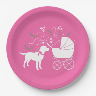 Labrador Dog Baby shower Pink Girl Lab Papieren Bordje