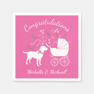 Labrador Dog Baby shower Pink Girl Lab Servet