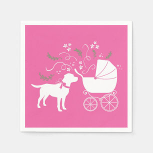 Labrador Dog Baby shower Pink Girl Lab Servet
