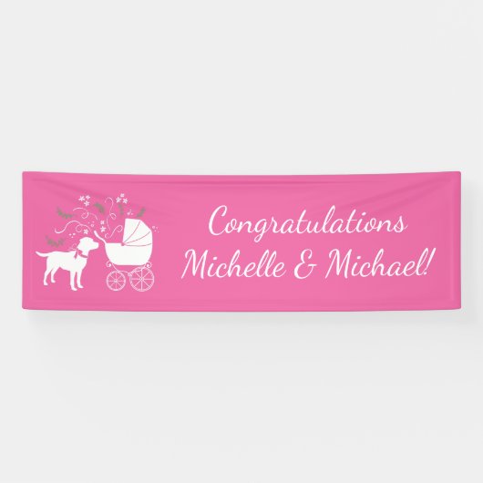 Labrador Dog Baby shower Pink Girl Lab Spandoek (Horizontaal)
