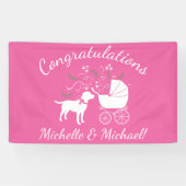Labrador Dog Baby shower Pink Girl Lab Spandoek (Horizontaal)