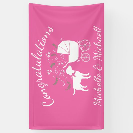 Labrador Dog Baby shower Pink Girl Lab Spandoek (Verticaal)