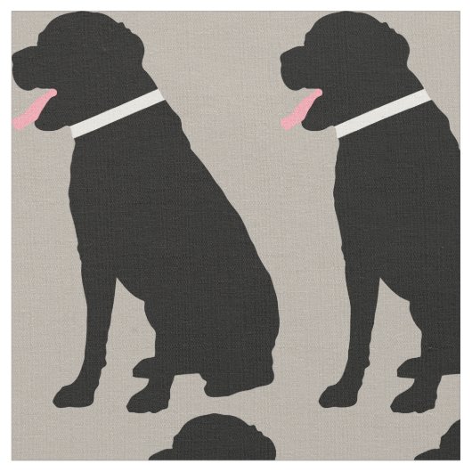 Labrador Dog Black Pattern Stof (Close Up)