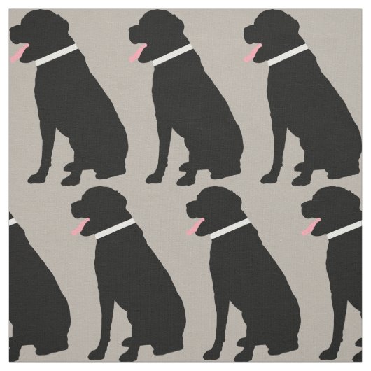 Labrador Dog Black Pattern Stof (Swatch)
