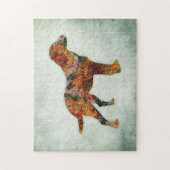 Labrador Dog Floral over groen Legpuzzel (Verticaal)