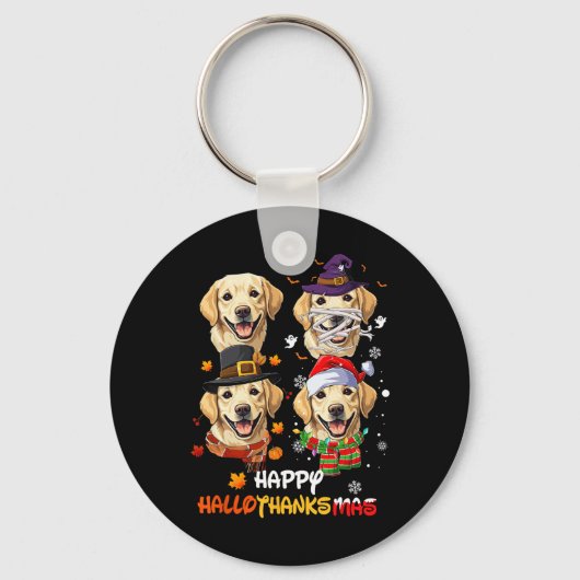 Labrador Dog Hallothanksmas Halloween Thanksgiving Sleutelhanger (Voorkant)
