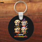 Labrador Dog Hallothanksmas Halloween Thanksgiving Sleutelhanger (Voorkant)