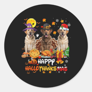 Labrador Dog Happy Halloween Thanksgiving Merry Ch Ronde Sticker
