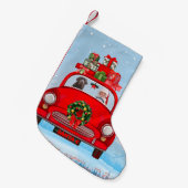 Labrador Dog in auto met kerstman Kleine Kerstsok (Voorkant (Hangend))