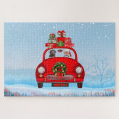 Labrador Dog in auto met kerstman Legpuzzel (Horizontaal)