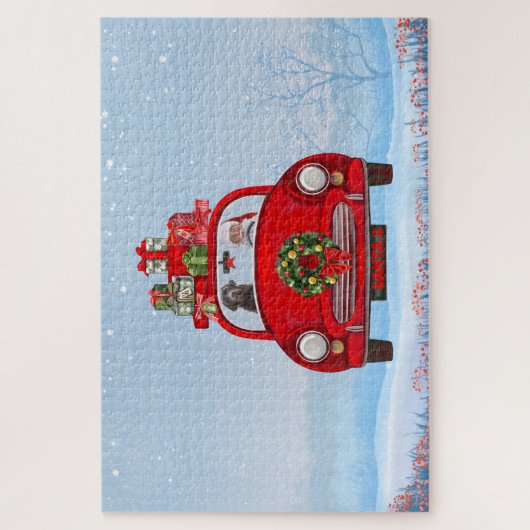 Labrador Dog in auto met kerstman Legpuzzel (Verticaal)