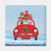 Labrador Dog in auto met kerstman Magneet (Voorkant)