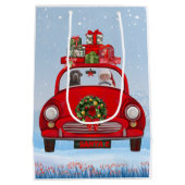 Labrador Dog in auto met kerstman Medium Cadeauzakje (Achterkant)