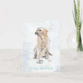 Labrador Dog in Blustering Snowy Winter Scene Feestdagen Kaart (Voorkant)
