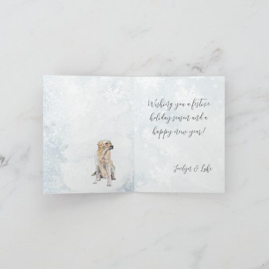 Labrador Dog in Blustering Snowy Winter Scene Feestdagen Kaart (Binnen)