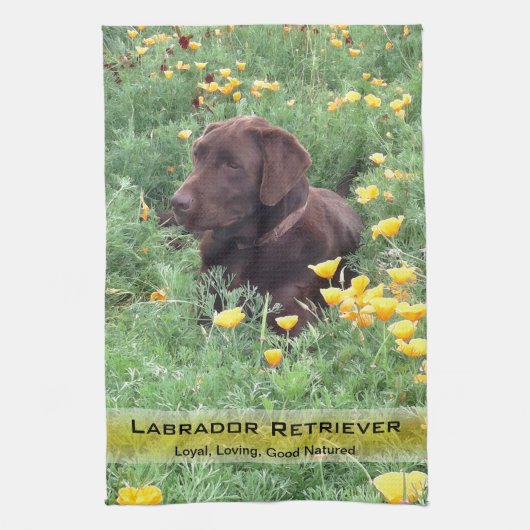 Labrador Dog in California Poppy Patch Photography Theedoek (Verticaal)