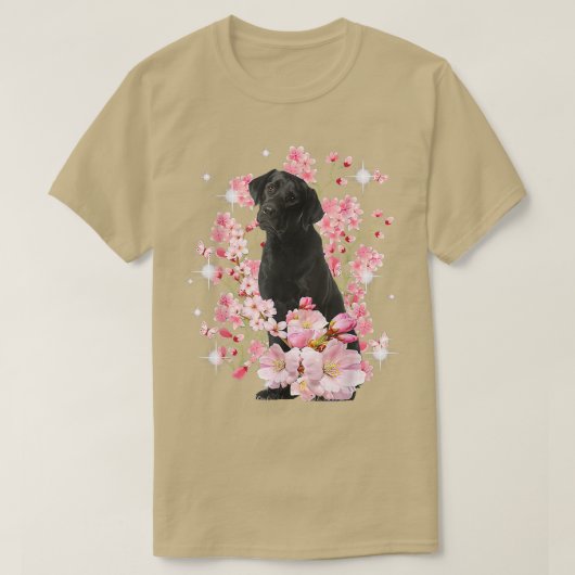Labrador Dog Japanse Cherry Blossom Sakura Flower T-shirt (Design voorkant)