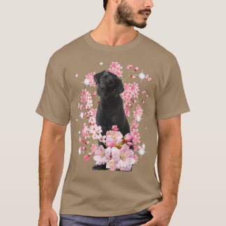 Labrador Dog Japanse Cherry Blossom Sakura Flower T-shirt