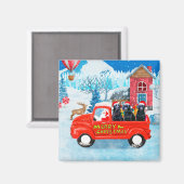 Labrador Dog kerstbezorging vrachtwagen sneeuw Magneet (Voorkant / Achterkant)