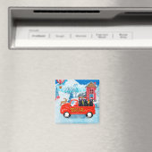 Labrador Dog kerstbezorging vrachtwagen sneeuw Magneet (Insitu (Vaatwasser))