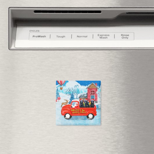 Labrador Dog kerstbezorging vrachtwagen sneeuw Magneet (Insitu (Vaatwasser))