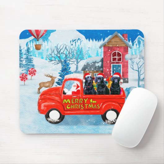 Labrador Dog kerstbezorging vrachtwagen sneeuw Muismat (Met muis)