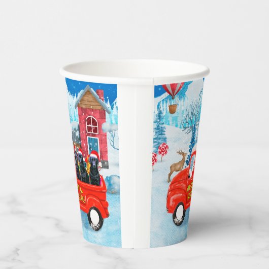 Labrador Dog kerstbezorging vrachtwagen sneeuw Papieren Bekers (Rechts)