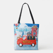 Labrador Dog kerstbezorging vrachtwagen sneeuw Tote Bag (Achterkant)