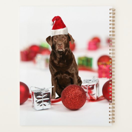 Labrador Dog Kerstmis met cadeaus Santa Hat Gift B Planner (Achterkant)