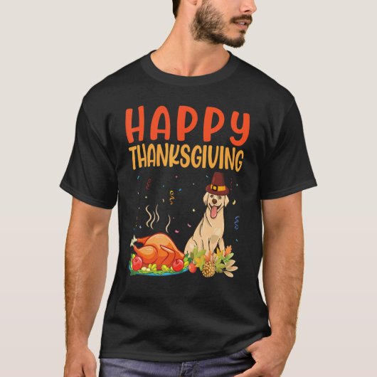 Labrador Dog Kijk Turkije Vlees Happy Thanksgiving T-shirt (Voorkant)