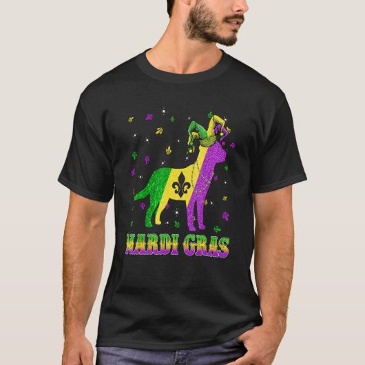 Labrador Dog Mardi Gras Carnival Jester Beads T-shirt (Voorkant)