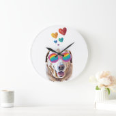 Labrador Dog met Hearts Valentijnsdag Grote Klok (Huis)