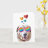 Labrador Dog met Hearts Valentijnsdag Kaart (Gele Bloem)