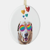 Labrador Dog met Hearts Valentijnsdag Keramisch Ornament (Rechts)