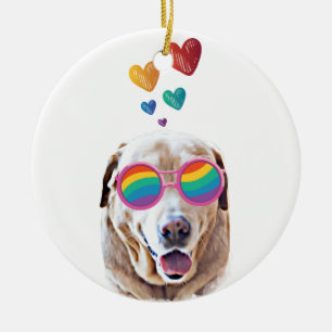 Labrador Dog met Hearts Valentijnsdag Keramisch Ornament