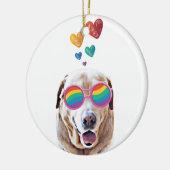 Labrador Dog met Hearts Valentijnsdag Keramisch Ornament (Links)