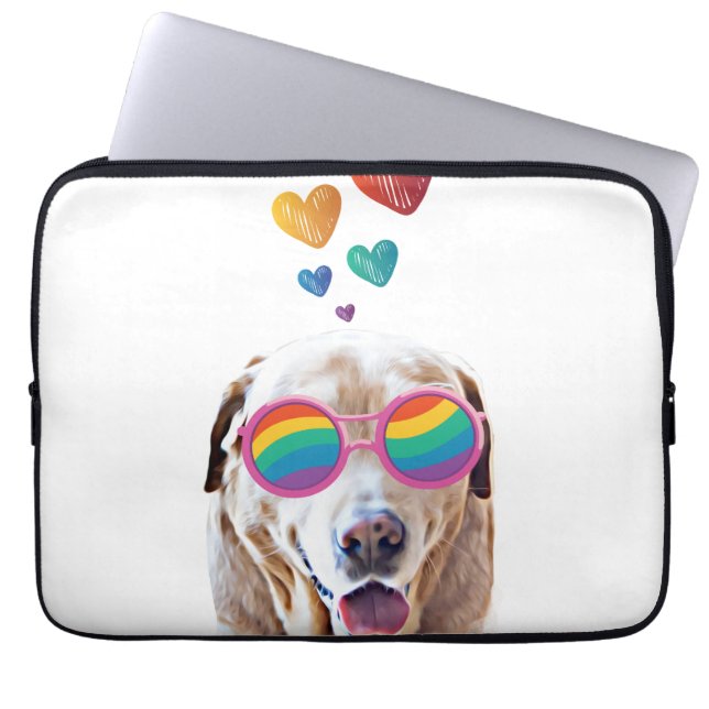 Labrador Dog met Hearts Valentijnsdag Laptop Sleeve (Voorkant)