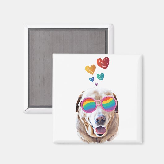 Labrador Dog met Hearts Valentijnsdag Magneet (Voorkant / Achterkant)