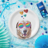 Labrador Dog met Hearts Valentijnsdag Papieren Bordje (Feest)