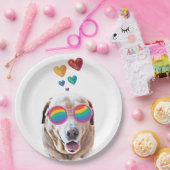 Labrador Dog met Hearts Valentijnsdag Papieren Bordje (Feest)