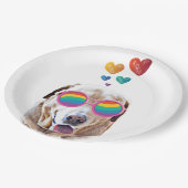 Labrador Dog met Hearts Valentijnsdag Papieren Bordje (Gekanteld)