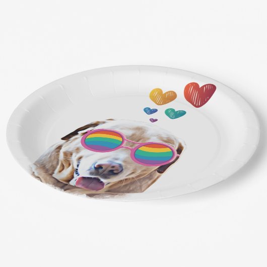 Labrador Dog met Hearts Valentijnsdag Papieren Bordje (Gekanteld)