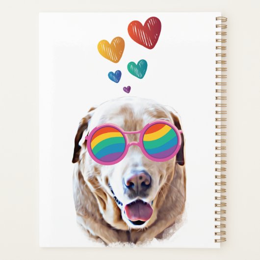 Labrador Dog met Hearts Valentijnsdag Planner (Achterkant)