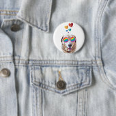 Labrador Dog met Hearts Valentijnsdag Ronde Button 5,7 Cm (In situ)