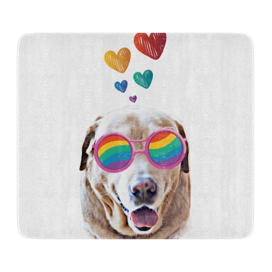 Labrador Dog met Hearts Valentijnsdag Snijplank (Voorkant)