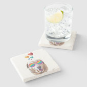 Labrador Dog met Hearts Valentijnsdag Stenen Onderzetter (Zijkant)