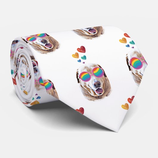 Labrador Dog met Hearts Valentijnsdag Stropdas (Opgerold)