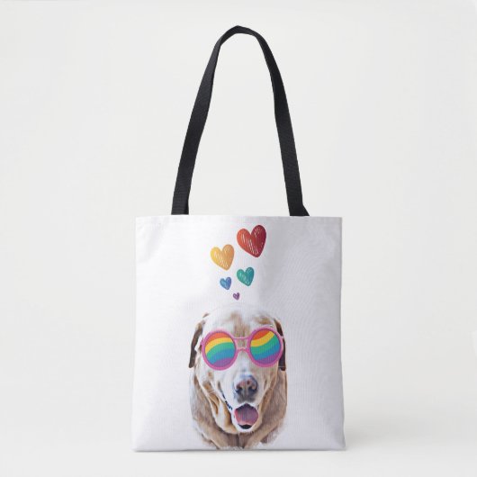 Labrador Dog met Hearts Valentijnsdag Tote Bag (Voorkant)